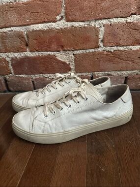 KOIO Men's Leather Low-Top Sneakers triple white *size US10 estimated*
